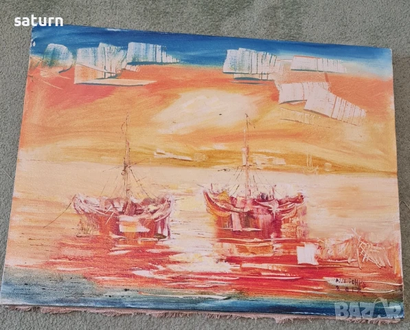 картина масло изгрев на морето