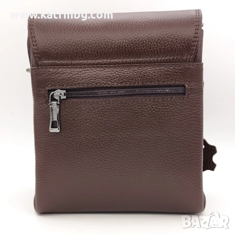 Мъжка чанта естествена кожа в кафяво с капак- Високо качество Код на продукта:K-026, снимка 2 - Чанти - 51139036