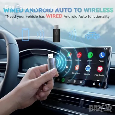 Нов Безжичен CarPlay адаптер – Конвертирай кабелен към безжичен, снимка 3 - Друга електроника - 47588860