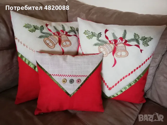 Коледни възглавници от лен РЪЧНА изработка