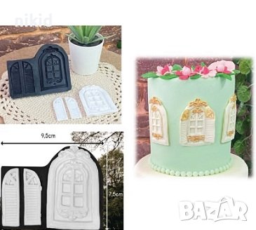 Двоен ретро прозорец рамка силиконов молд форма декорация украса фондан торта мъфини и др, снимка 2 - Форми - 17806296
