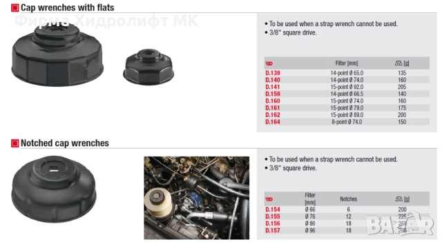FACOM D Ключ-капачка за маслен филтър 3/8'' - различни размери и цени, снимка 4 - Други инструменти - 34538204