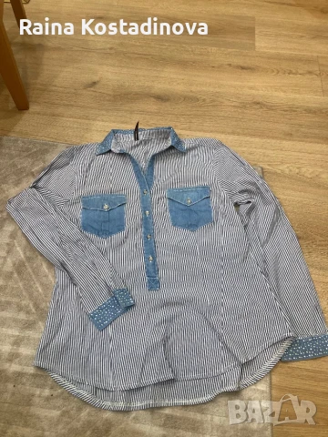 Нова риза дънково и камъчета  -размер L