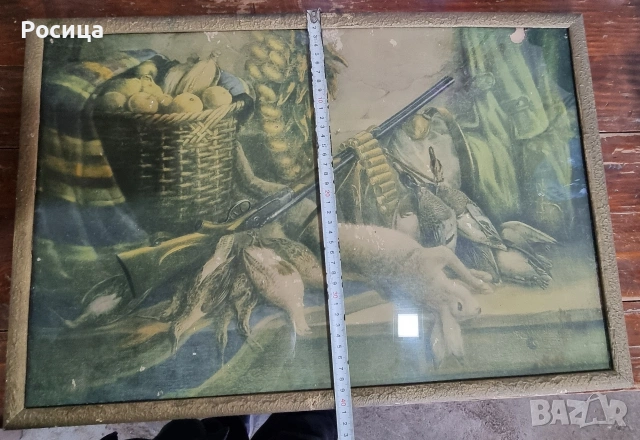 Натюрморт с ловни трофеи , снимка 3 - Антикварни и старинни предмети - 54043846