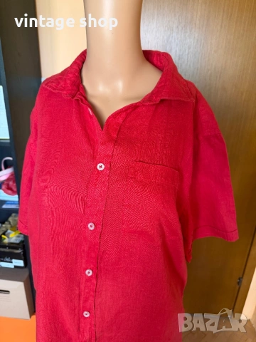 Мъжка ленена риза с къс ръкав Heritage, снимка 3 - Ризи - 54321704