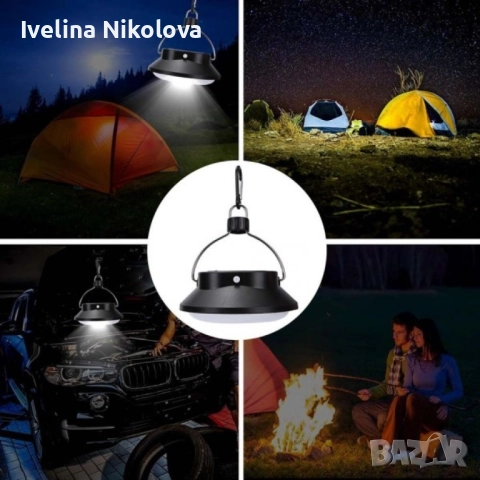 Лампа с карабинер, соларно презареждаща се батерия, ярка LED светлина, снимка 5 - Други - 51474537