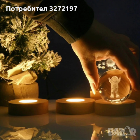 LED Светеща кристална топка/лампа,3D сензорна - Астронавт, снимка 4 - Настолни лампи - 44809233