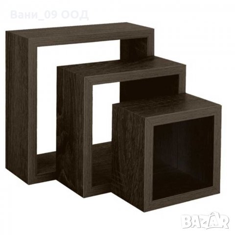 Сет от 3 броя стенни етажерки "Квадрат", снимка 4 - Етажерки - 31569107
