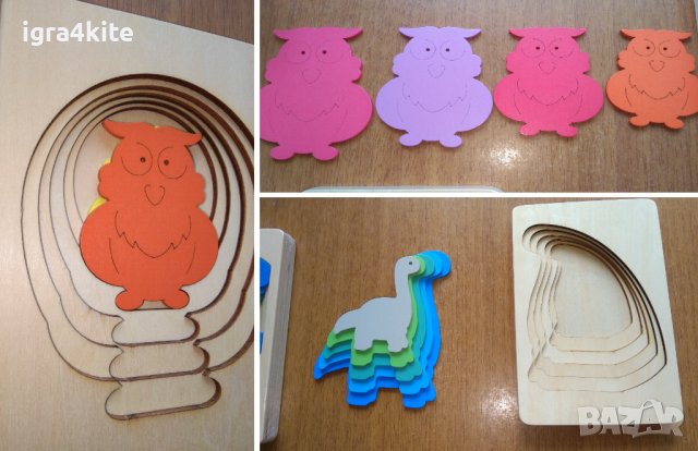 Дървени 3D пъзели за напасване с пластове 10 модела / дървени играчки, снимка 2 - Образователни игри - 36671573