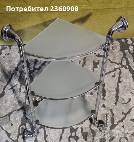 стъклена ъглова етажерка за баня , снимка 3 - Етажерки - 56245537