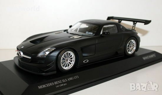 Mercedes-Benz SLS AMG GT3 Street (Matt Black) 2011 - мащаб 1:18 на Minichamps моделът е нов в кутия, снимка 1 - Колекции - 30441677