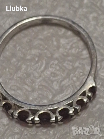 сребърен пръстен с гранати, снимка 5 - Пръстени - 53977904