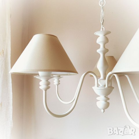  Класика в бяло,полилей с абажур, лампа за таван с шапка,,модерно осветление за спалня,трапезария, снимка 10 - Лампи за таван - 26410033