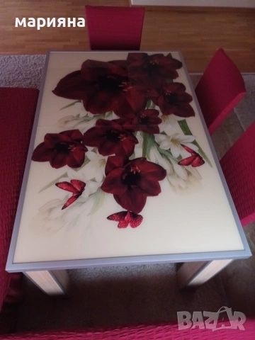 Трапезна маса с принт, снимка 4 - Маси - 53879950