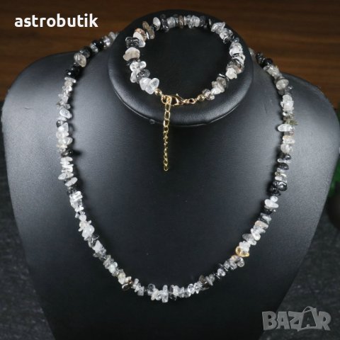 Комплект естествен Рутилов кварц, снимка 2 - Бижутерийни комплекти - 40603919