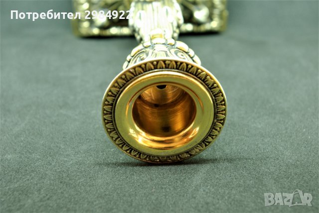 РАЗПРОДАЖБА Сребърен свещник, проба 800 със старо оригинално позлатяване НАМАЛЕНИЕ , снимка 5 - Антикварни и старинни предмети - 37452254