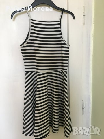 Черно-бяла лятна рокля райе H&M, размер 38, снимка 3 - Рокли - 37340741