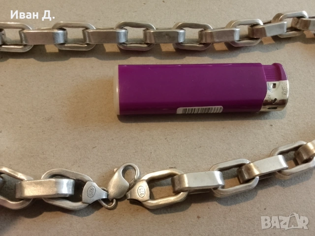 Сребърен ланец 59 см, снимка 2 - Колиета, медальони, синджири - 53249817