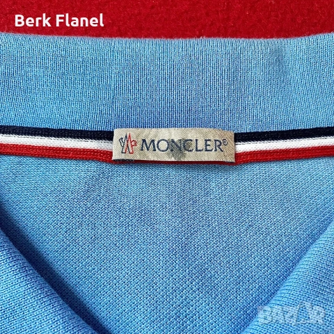 Moncler polo/поло тениска, ОРИГИНАЛНА, светъл син цвят, снимка 2 - Тениски - 54045303