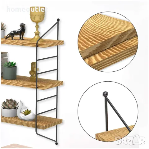 ПРОМОЦИЯ Стенна етажерка на 3 нива UNHO XJJ444-BN, снимка 5 - Етажерки - 49115608