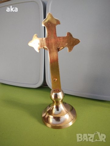 стар бронзов масивен кръст разпятие, снимка 6 - Антикварни и старинни предмети - 42361478