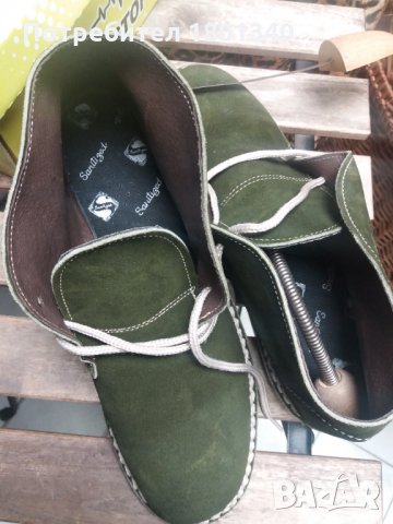 Естествена кожа- каучукова подметка мъжки боти, масленозелени- 43 номер , снимка 5 - Ежедневни обувки - 31062899
