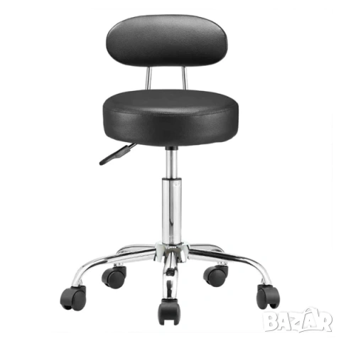 Козметична табуретка с облегалка/Работна табуретка с колелца - 2 цвята, снимка 4 - Фризьорски столове - 53076974