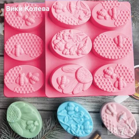 Силиконова форма за печене и изработка на сапун – пчели и пчелни пити, снимка 6 - Форми - 51751448