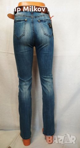 ДАМСКИ СИНИ ДЪНКИ С КАФЯВ КОЛАН. , снимка 5 - Дънки - 31461623