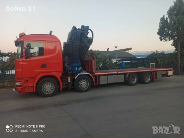 Продавам Scania 124 с кран FASSI 800, в добро работно състояние, готов за работа. Мощност: 420 к.с. , снимка 5 - Камиони - 54204374