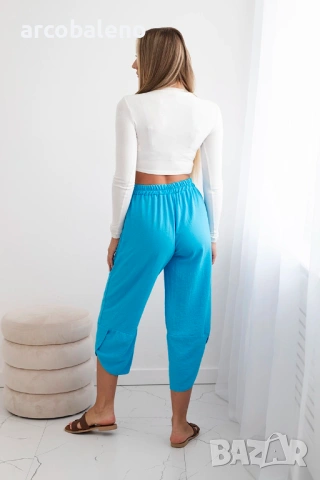 Дамски панталон с широк крачол и джобове, 2цвята , снимка 4 - Панталони - 46503173