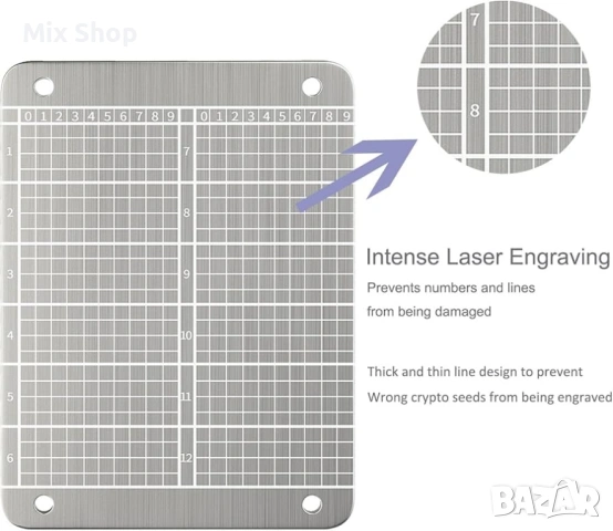 Нов Steel Wallet Crypto Bitcoin Portfolio, криптовалутен портфейл за хардуерно студено архивиране, снимка 5 - Друга електроника - 53887465
