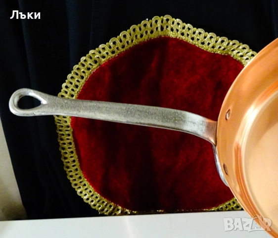 Медна тенджера,тиган,3 л. ,чиста червена мед. , снимка 6 - Антикварни и старинни предмети - 52595236