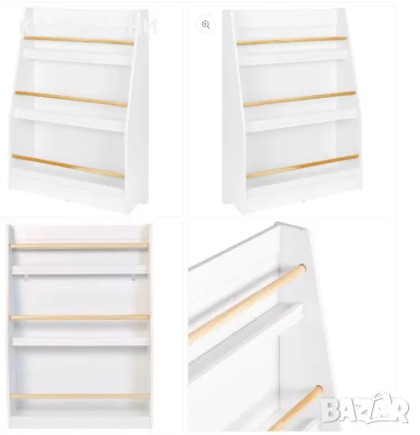 Детска Етажерка, Дървен Органайзер за Книжки и Играчки, Бял Цвят, за Детска Стая TF6142-W, снимка 2 - Мебели за детската стая - 47717081