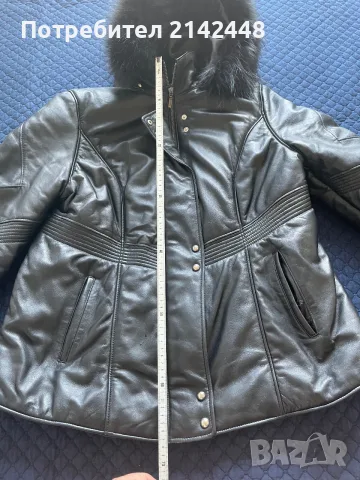 Продавам дамско кожено яке с косъм и качулка, снимка 5 - Якета - 56001758