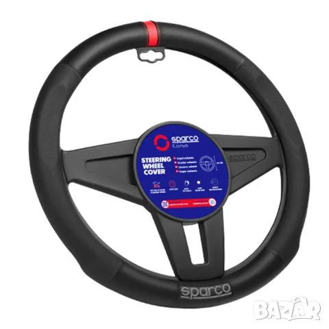 Калъф за волан Sparco червен спортен дизайн