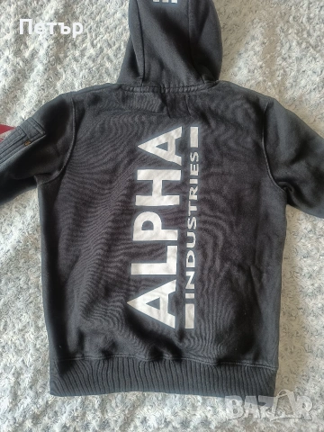 Мъжки суичър Alpha Industries Back Print Hoodie M, снимка 5 - Суичъри - 53937361