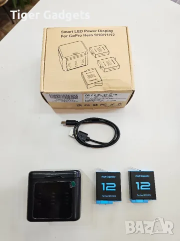 OHZHAO 2580mAh – 2 бр. батерии за GoPro Hero 12/11/10/9 с 3-канално USB-C зарядно