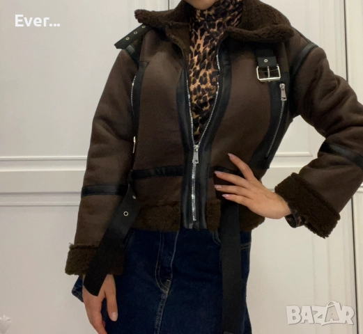 Дамско Късо яке в кафяв цвят., снимка 3 - Якета - 52292587