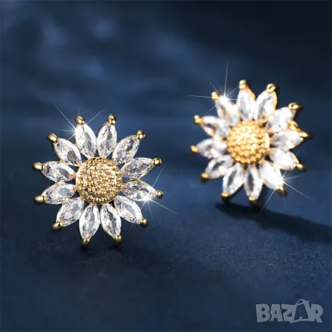 Корейски обици слънчоглед и колие, снимка 5 - Колиета, медальони, синджири - 48483393