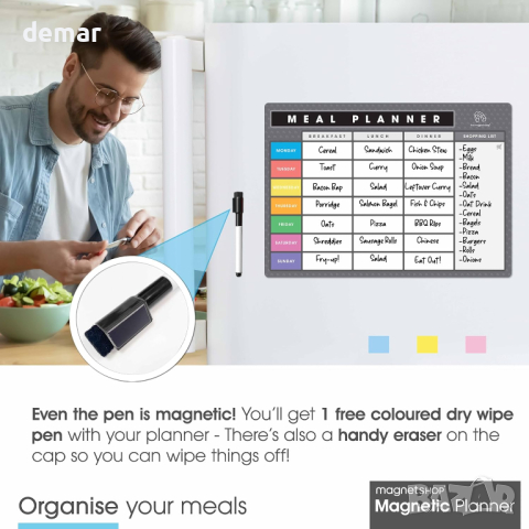 TMS магнитен планер за работа или семейно планиране (светло сиво и многоцветно, A4 (30 x 21 cm)), снимка 6 - Други стоки за дома - 44533926