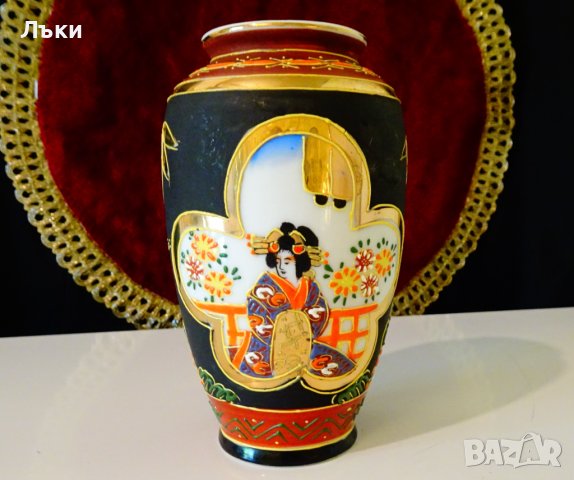 Японска ваза костен порцелан,злато,Satsuma. , снимка 1 - Вази - 37156453