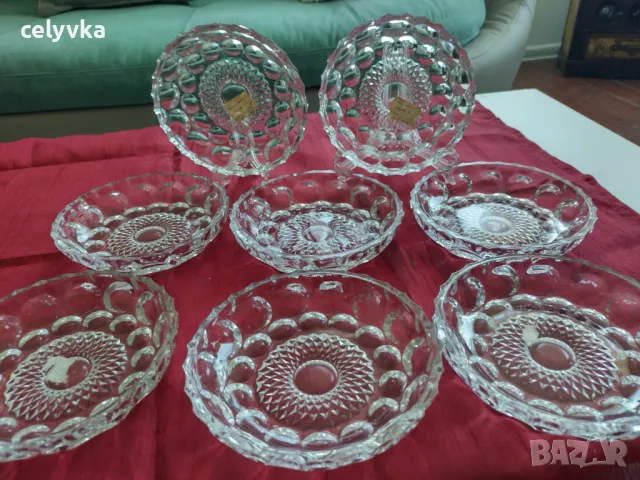 Български комплект кристални чинии, снимка 2 - Сервизи - 50183176