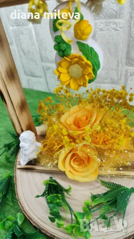 Дървена рамка с декорация в жълто!!, снимка 9 - Декорация за дома - 49136339