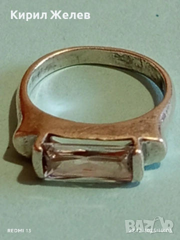 Изчистен елегантен сребърен пръстен тип Багет с кристал подходящ аксесоар за ежедневието 44320, снимка 7 - Пръстени - 52872140