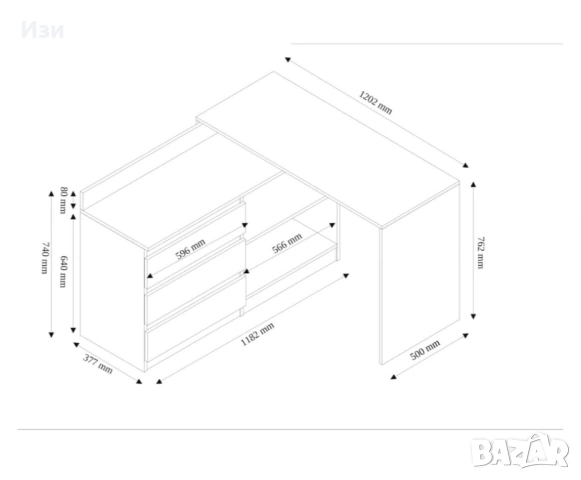 Бюро - ъглово , снимка 2 - Работни маси и бюра - 54173231