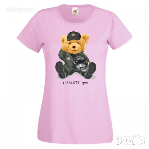 Дамска тениска bear I SALUTE you,Мече,Меченце,Животно, Играчка,Изненада,Подарък,Повод,, снимка 11 - Тениски - 37291816