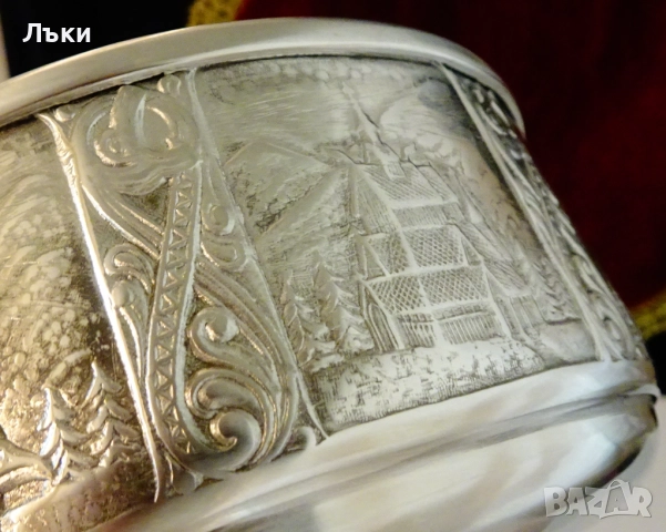 Викингски калаен бокал за вино,чаша 18 см.,500 мл.,Дракон , снимка 6 - Антикварни и старинни предмети - 52079645