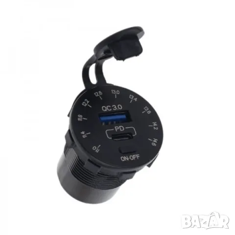 Адаптер за запалка с USB Type-C и волтметър