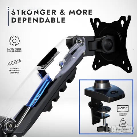 Invision MX200 Стойка за единичен монитор за бюро с рамо  за екрани от 19 до 32 инча - VESA 75 , снимка 6 - Монитори - 47584079